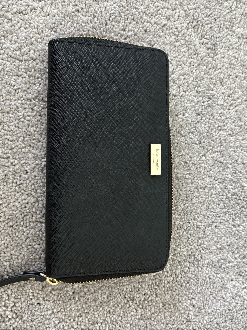 kate spade Black Saffiano Zip-Around Wristlet